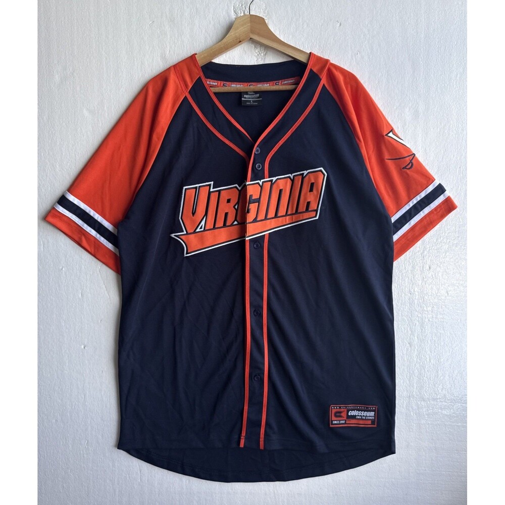 Virginia Cavaliers Stitched Blue Mesh Button Up Baseball Jersey Men’s Large